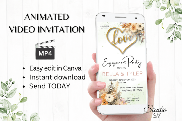 Autumnal Charm: Designing with Fall Engagement Party Invite W1160