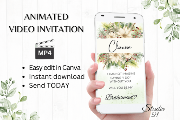 Christmas Bridesmaid Proposal W3176M: A Festive Digital Invitation