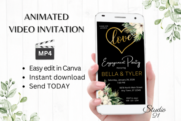 Christmas Engagement Party Invite W1171: Festive Elegance