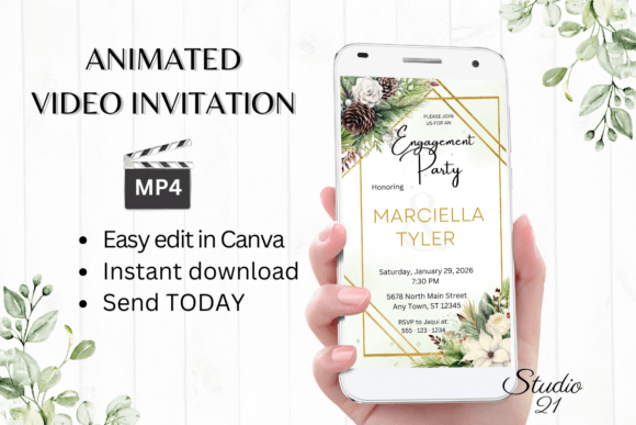 Christmas Engagement Party Invite W1174: A Festive Digital Solution