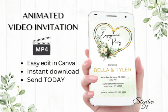 Christmas Engagement Party Invite W1178: Festive Digital Invites