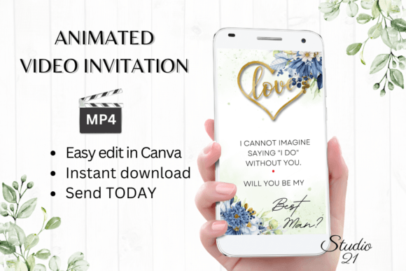 Digital Best Man Proposal W3140BM: The Animated Invitation Template