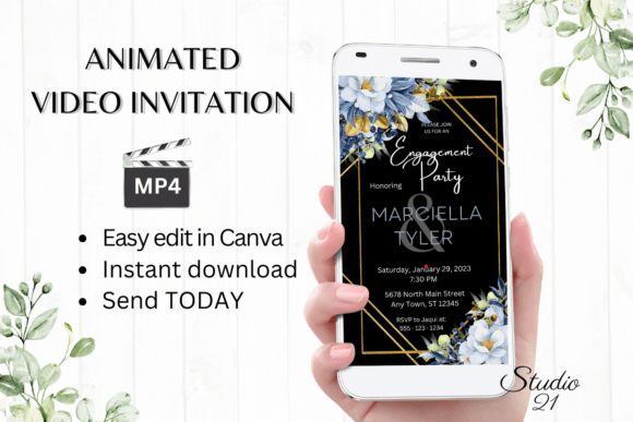 Digital Engagement Party Invite W1145: A Modern Animated Template