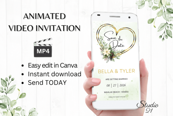Digital Save the Date Announcement W2178: Modern Invites Made Easy