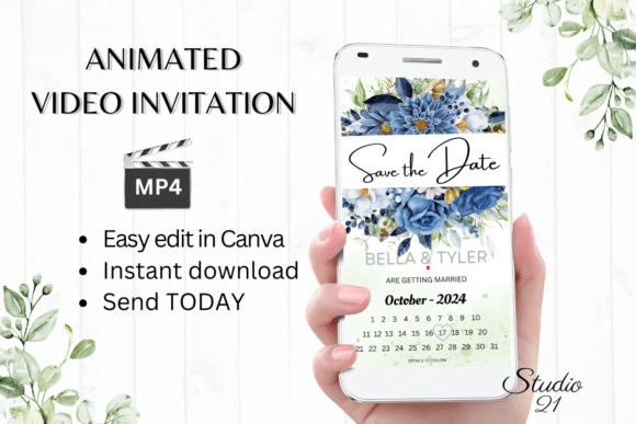 Digital Save the Date W2146B: A Modern Animated Template for Instant Invitations