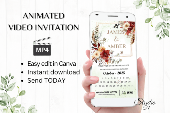 Effortless Autumn Elegance: The Fall Wedding Invitation W8152B