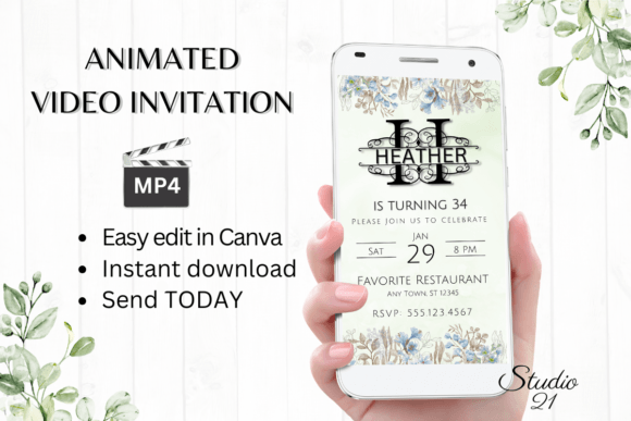 Elegant Digital Invitation with a Monogram Letter H