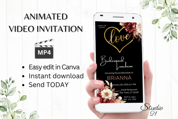 Fall Bridesmaid Luncheon W4151BL: A Digital Invitation Template for Autumn Events