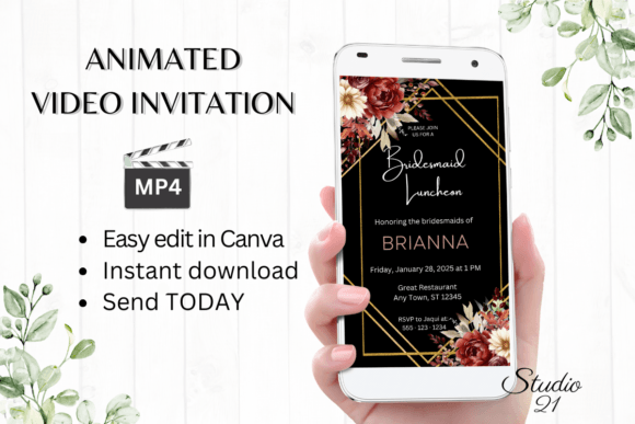 Fall Bridesmaid Luncheon W4155BL: A Digital Invitation for Autumn Celebrations