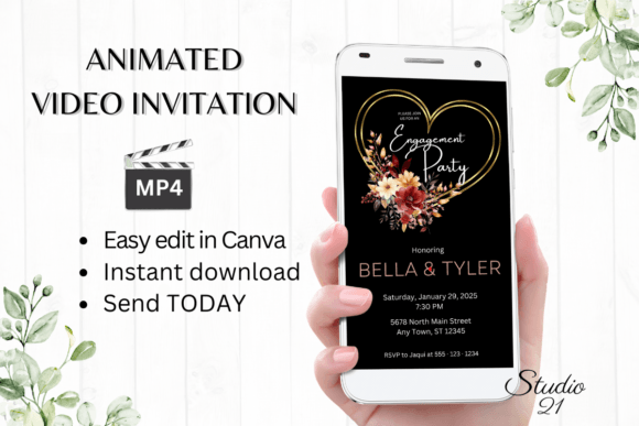 Fall Engagement Party Invite W1159: Your Instant Digital Celebration