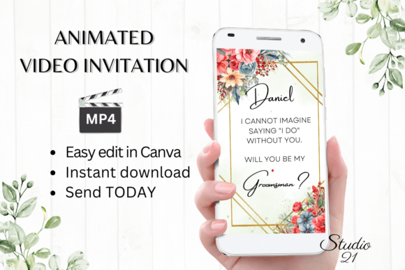 Floral Groomsman Proposal W3134GM: A Digital Solution for Modern Invitations