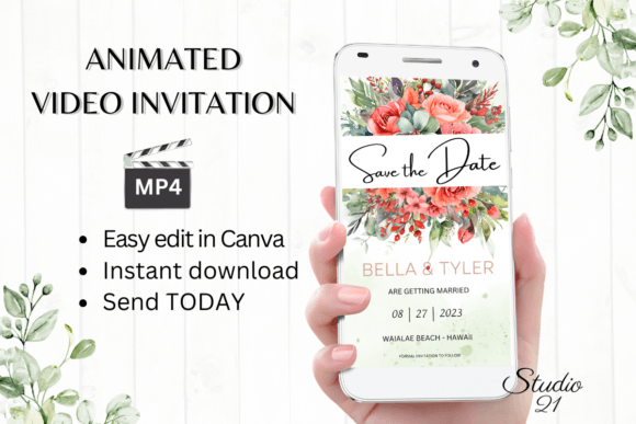 Floral Save the Date Announcement W2136: A Designer's Guide to This Animated Evite