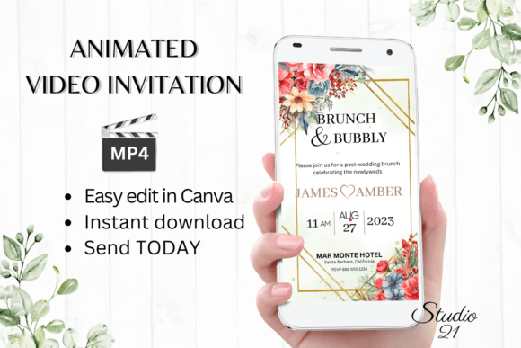 Floral Wedding Brunch Invite W9134: A Fresh Take on Modern Typography