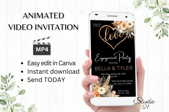Instant Autumn Elegance: The Fall Engagement Party Invite W1161