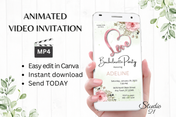 Stylish Boho Bachelorette Party Invite W6120 for Your Celebration